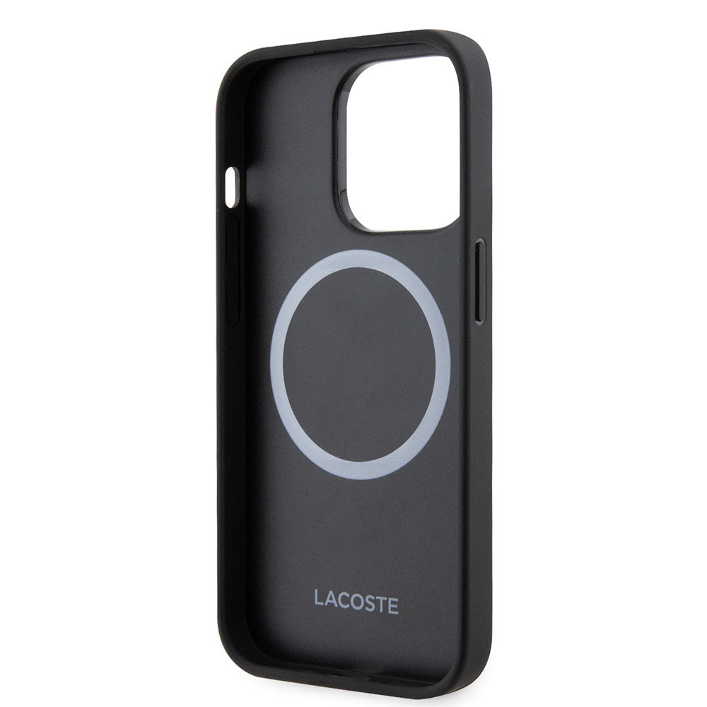 iPhone 14 Pro Max Kılıf Lacoste Orijinal Lisanslı PU Pike Desenli Arka Yüzey İkonik Timsah Dokuma Logolu Kılıf