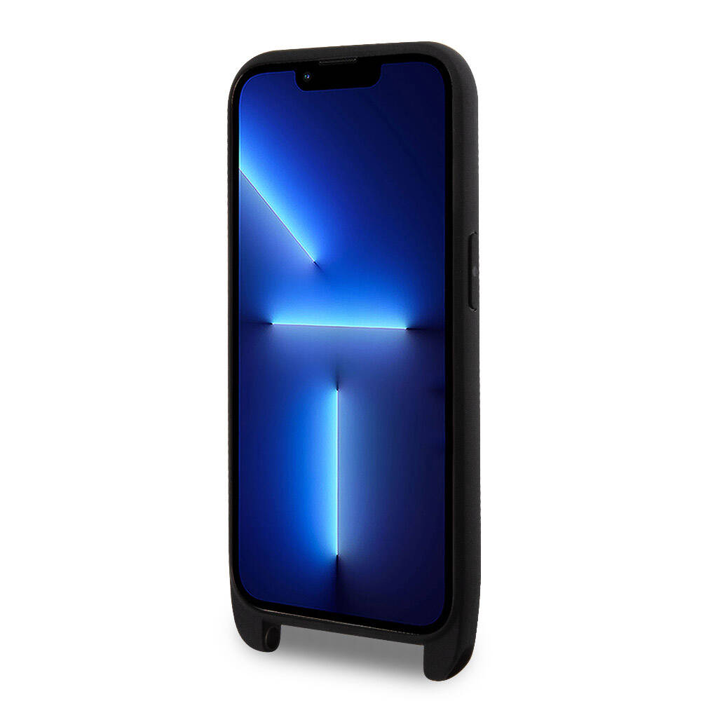 iPhone 14 Pro Max Kılıf Lacoste orijinal Lisanslı PU Pike Desenli Arka Yüzey Askılı İkonik Timsah Dokuma Logolu Kılıf