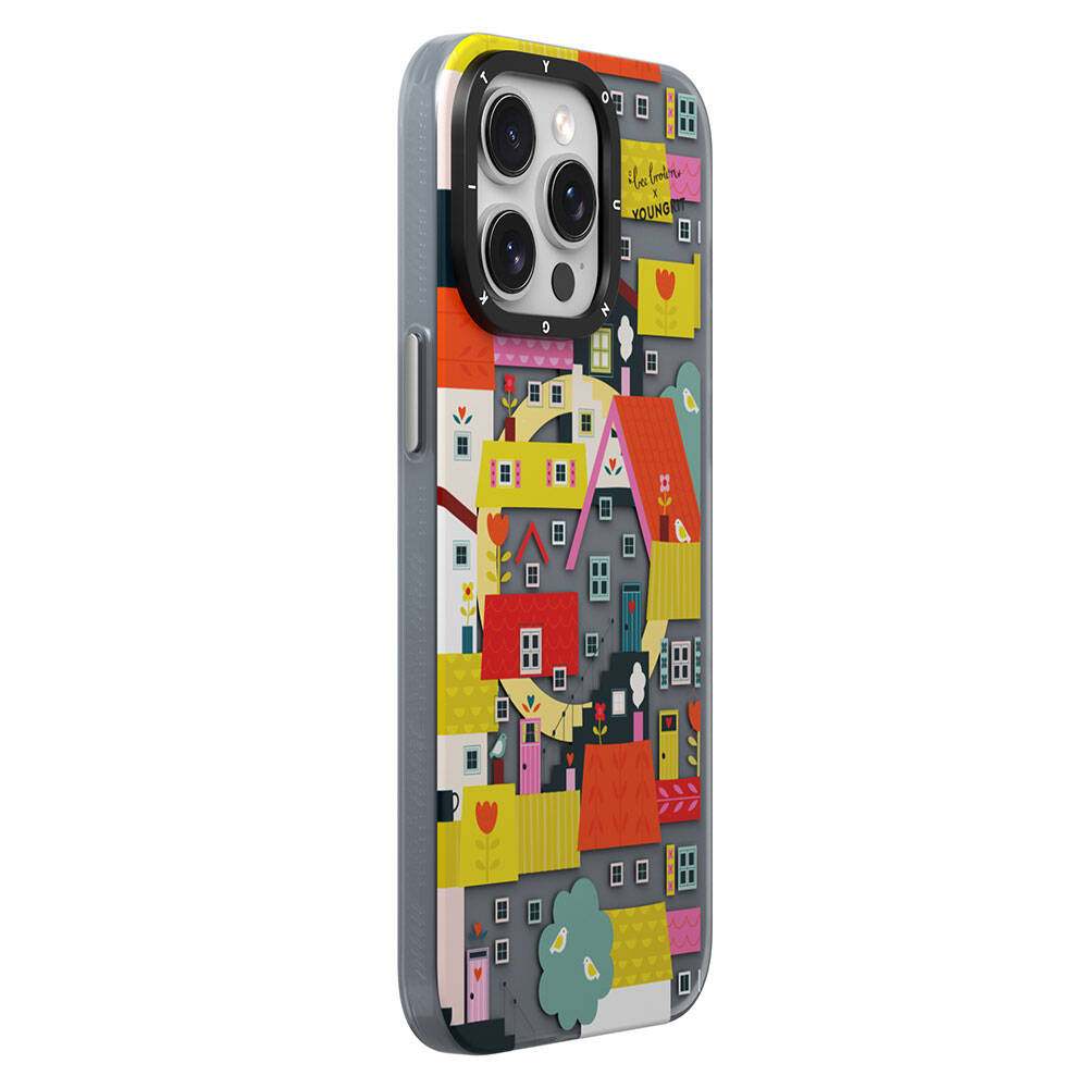 iPhone 14 Pro Max Kılıf M-safe Şarj Özellikli Bee Brown Tasarımlı Youngkit Colorful Life Serisi Kılıf