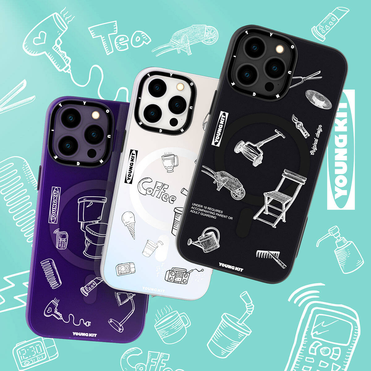 iPhone 14 Pro Max Kılıf M-safe Şarj Özellikli Desenli Youngkit Plaything Serisi Kılıf