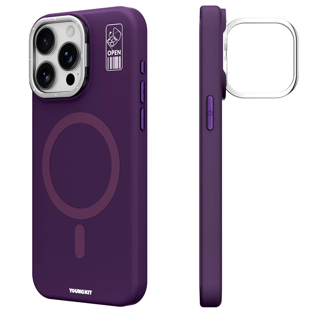 iPhone 14 Pro Max Kılıf M-safe Şarj Özellikli Kamera Standlı Youngkit Bitty Cream Kılıf