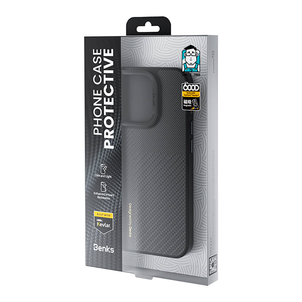 iPhone 14 Pro Max Kılıf M-safe Şarj Özellikli Karbon Fiber Benks Montage Hybrid ArmorPro Kevlar Kılıf