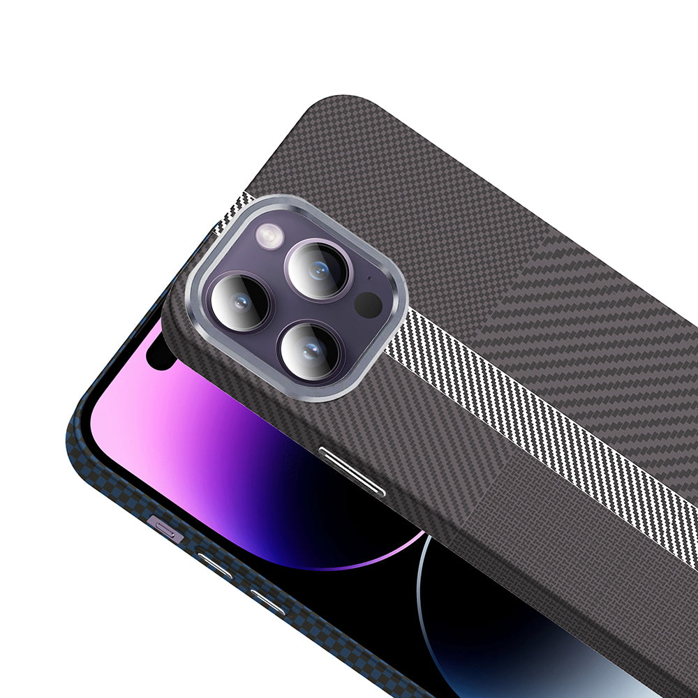 iPhone 14 Pro Max Kılıf M-safe Şarj Özellikli Karbon Fiber Görünümlü Zore Gros Kılıf