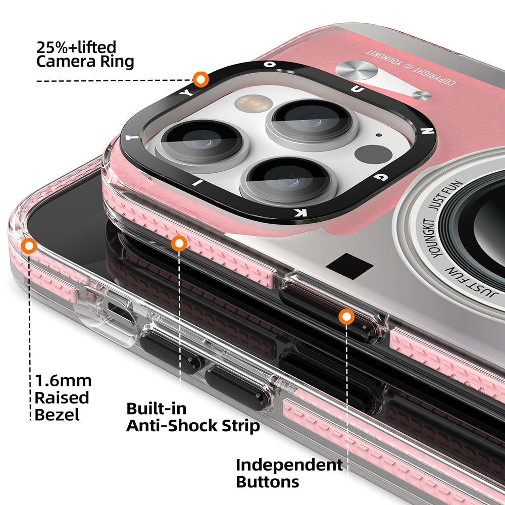 iPhone 14 Pro Max Kılıf M-safe Şarj Özellikli Lens Figürlü YoungKit Art Film Serisi Kılıf