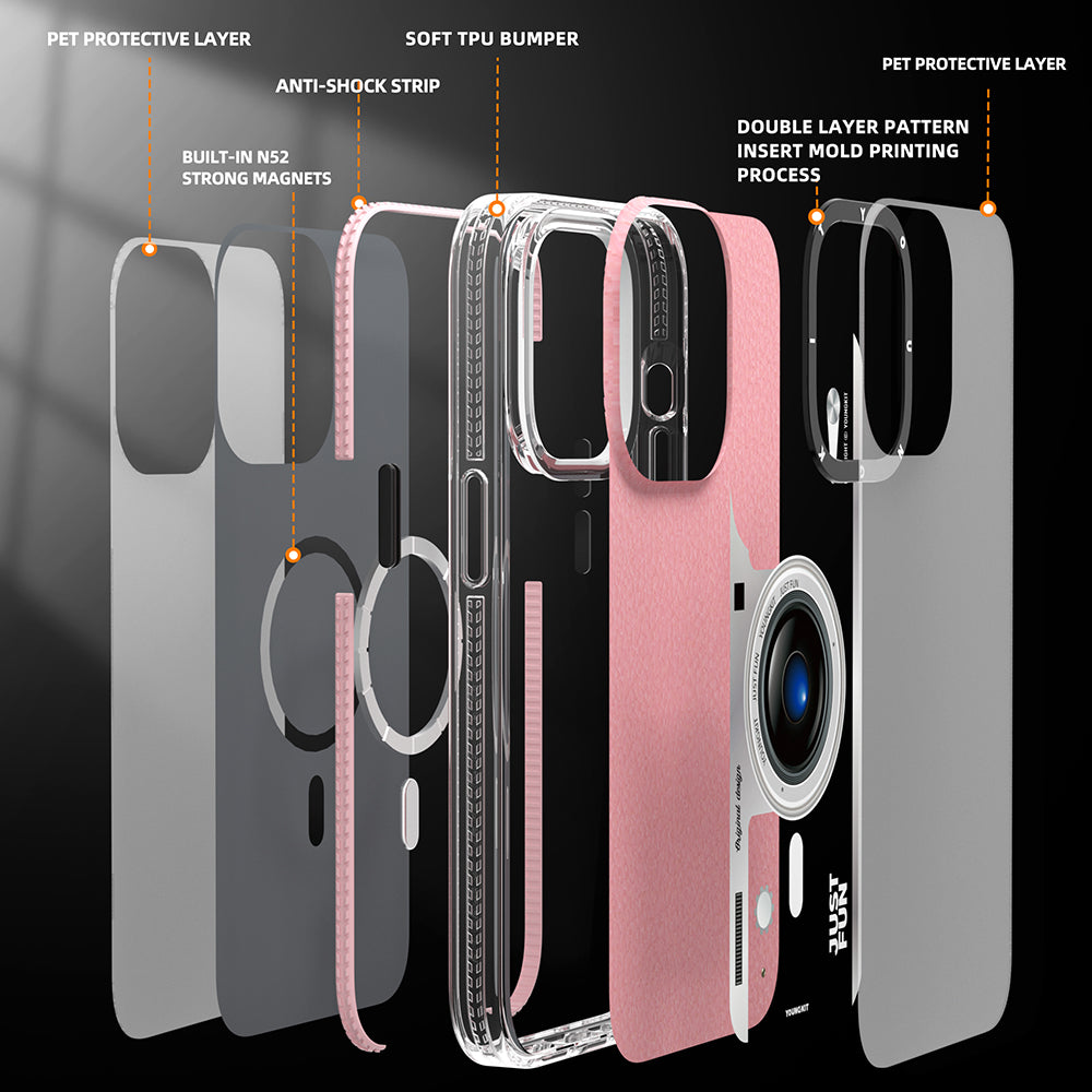iPhone 14 Pro Max Kılıf M-safe Şarj Özellikli Lens Figürlü YoungKit Art Film Serisi Kılıf