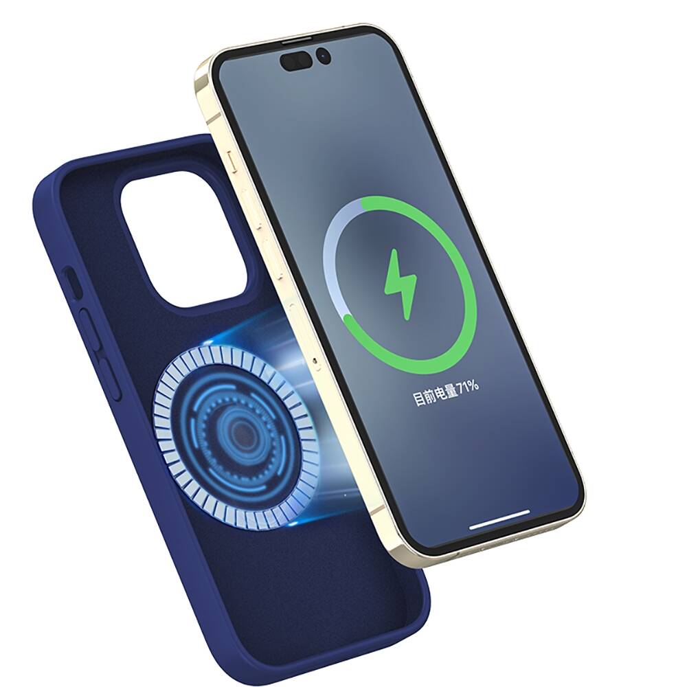 iPhone 14 Pro Max Kılıf M-safe Şarj Özellikli Liquid Silikon Recci Mousse Serisi Kılıf