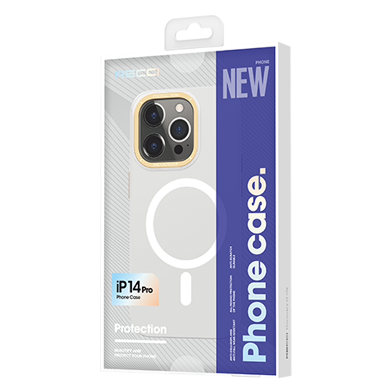 iPhone 14 Pro Max Kılıf M-safe Şarj Özellikli Metal Kamera Çerçeveli Recci Glaze Serisi Kılıf