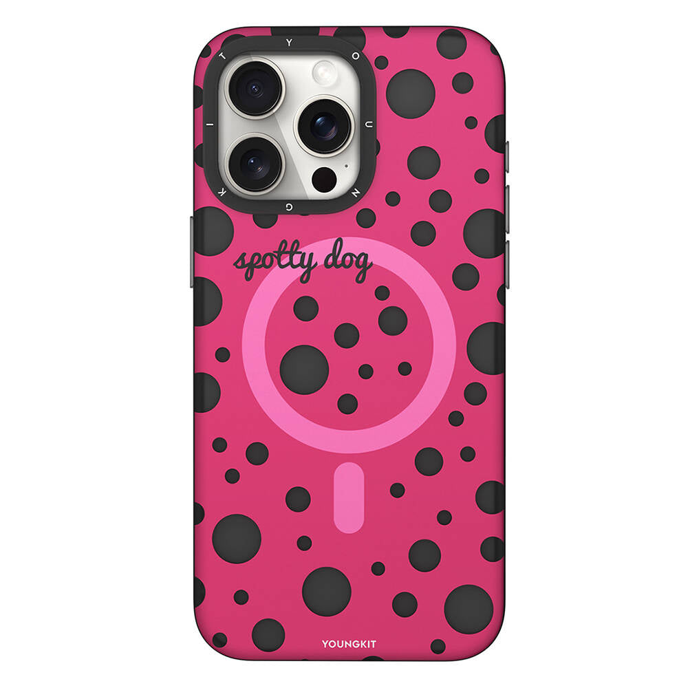 iPhone 14 Pro Max Kılıf M-safe Şarj Özellikli Polka Dot Desenli Youngkit Spots Serisi Kılıf