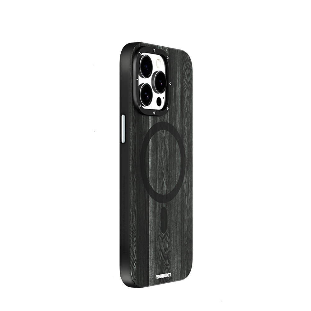 iPhone 14 Pro Max Kılıf M-safe Şarj Özellikli Sararmaya Dayanıklı Youngkit Wood Forest Serisi Kılıf