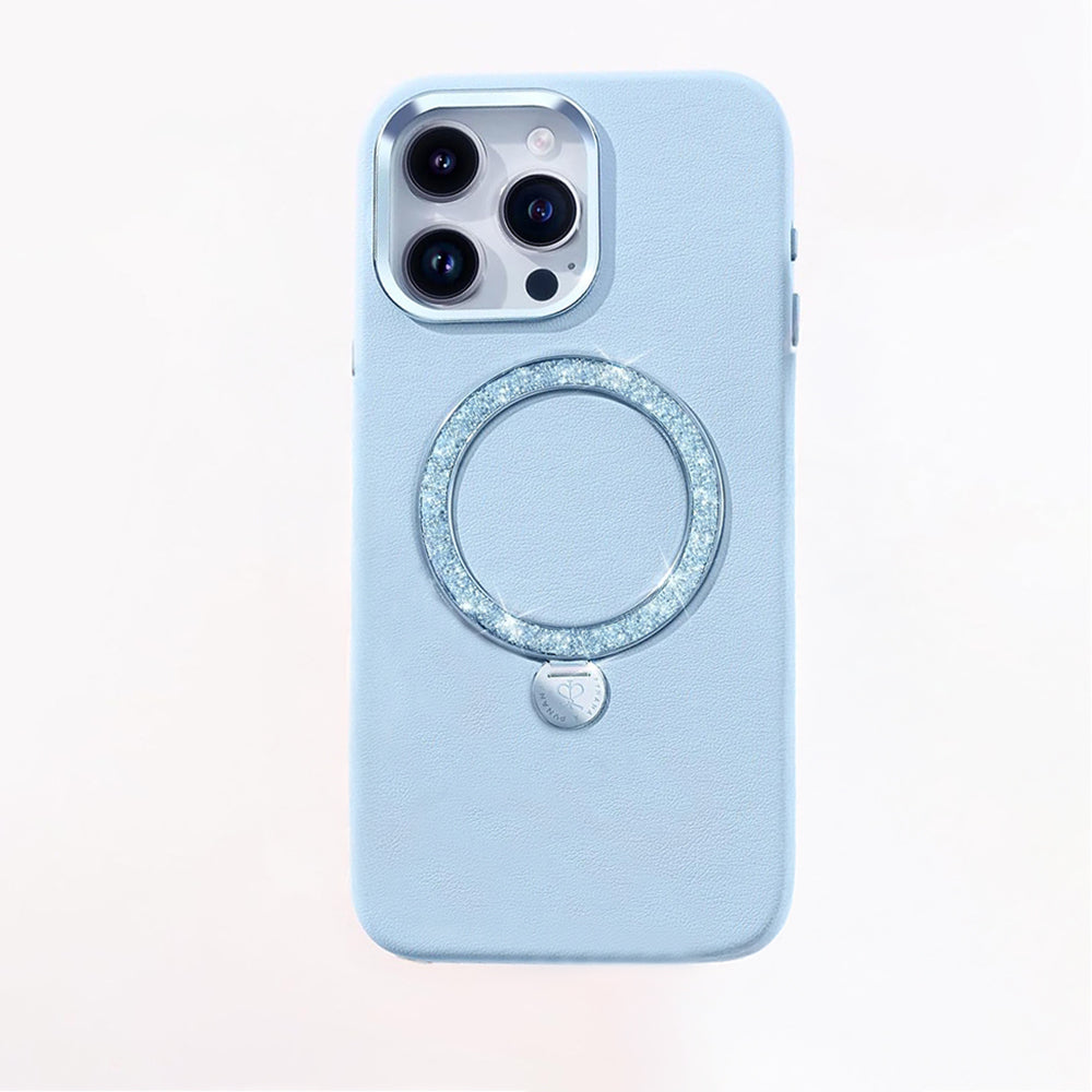 iPhone 14 Pro Max Kılıf M-safe Şarj Özellikli Standlı Suni Deri Tasarımlı Pynana Dancing Circle Serisi Kılıf