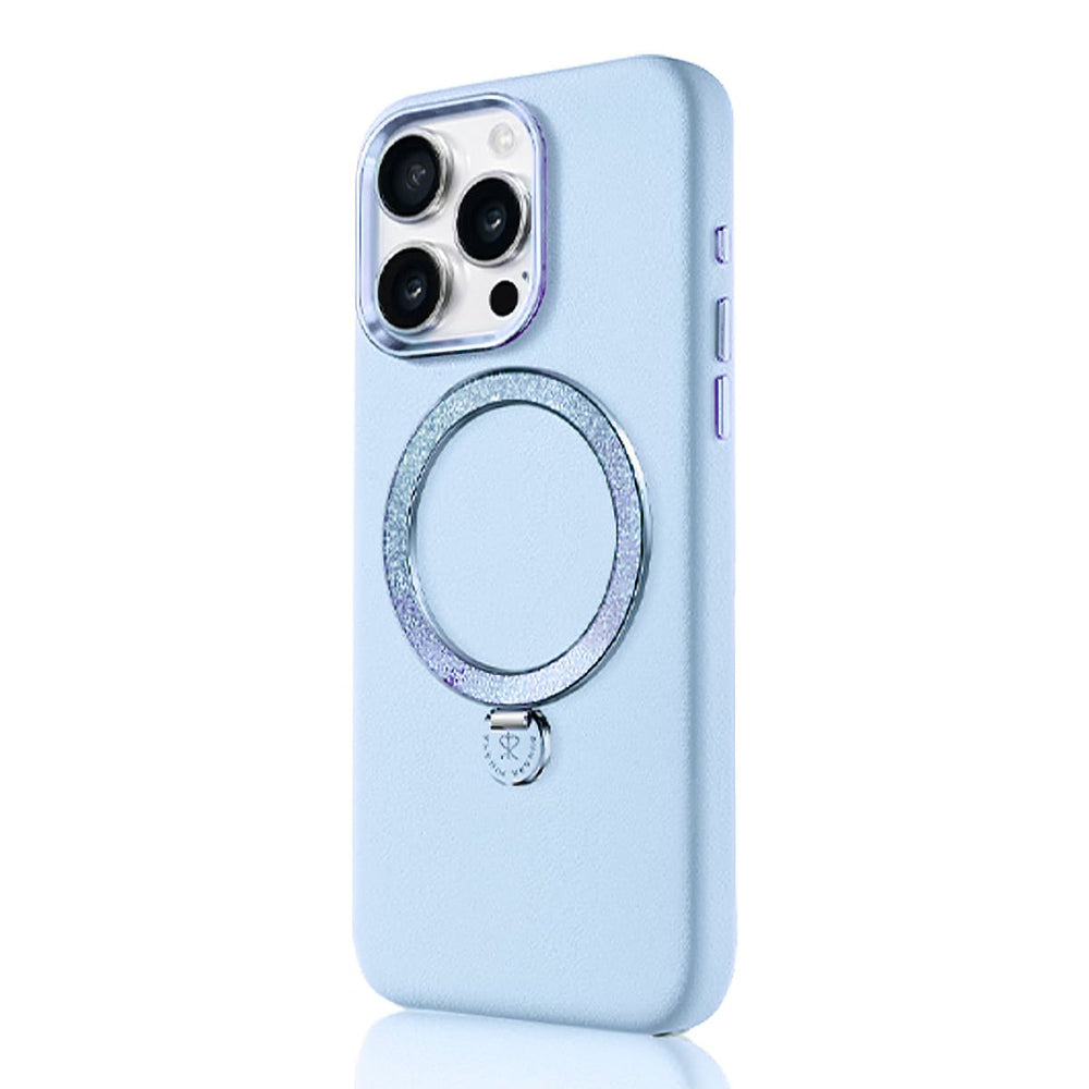 iPhone 14 Pro Max Kılıf M-safe Şarj Özellikli Standlı Suni Deri Tasarımlı Pynana Dancing Circle Serisi Kılıf