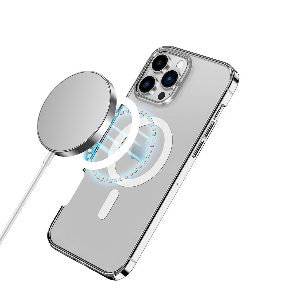 iPhone 14 Pro Max Kılıf M-safe Şarj Özellikli Transparan Sert PC Wlons Pita Kılıf