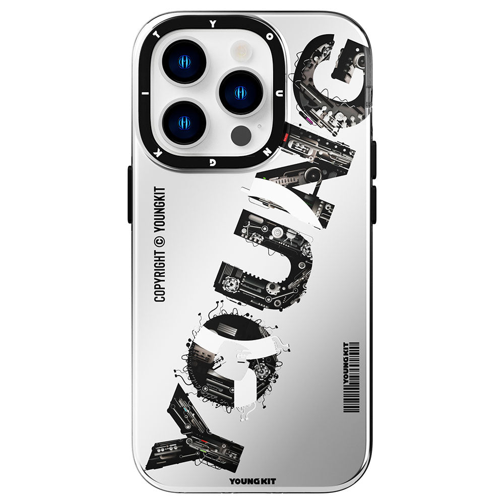 iPhone 14 Pro Max Kılıf M-safe Şarj Özellikli Yazı Temalı YoungKit Mechanic Serisi Kılıf