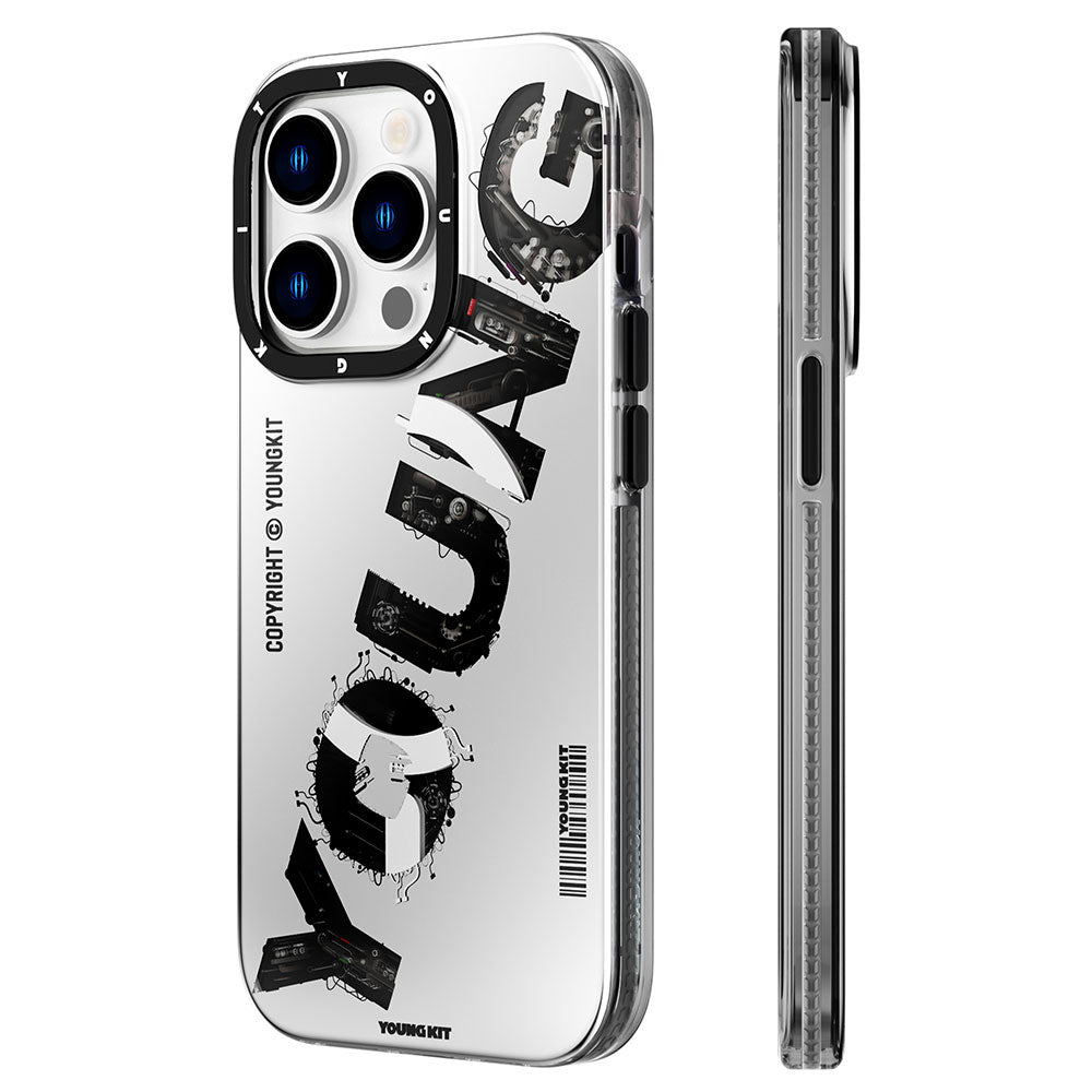 iPhone 14 Pro Max Kılıf M-safe Şarj Özellikli Yazı Temalı YoungKit Mechanic Serisi Kılıf