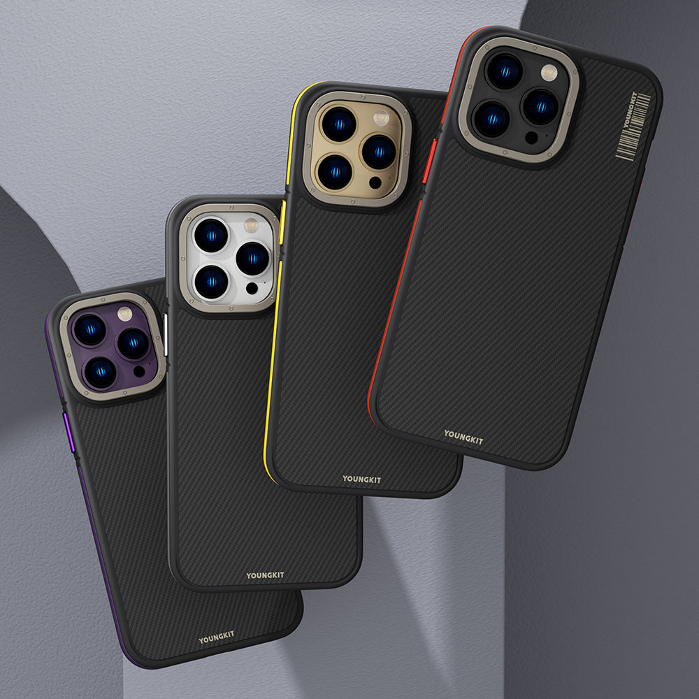 iPhone 14 Pro Max Kılıf M-safe Şarj Özellikli YoungKit 600D Kevlar Kılıf