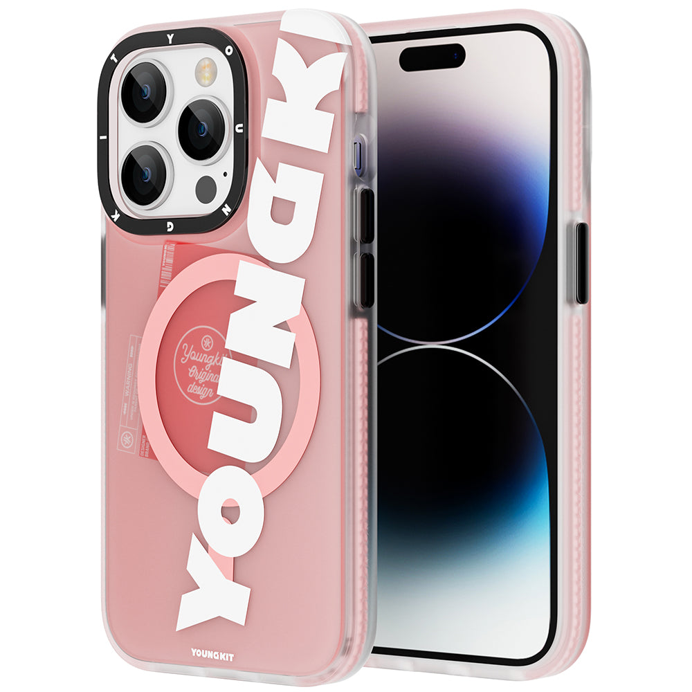 iPhone 14 Pro Max Kılıf M-safe Şarj Özellikli Youngkit Binfen Serisi Yazı Temalı Kılıf