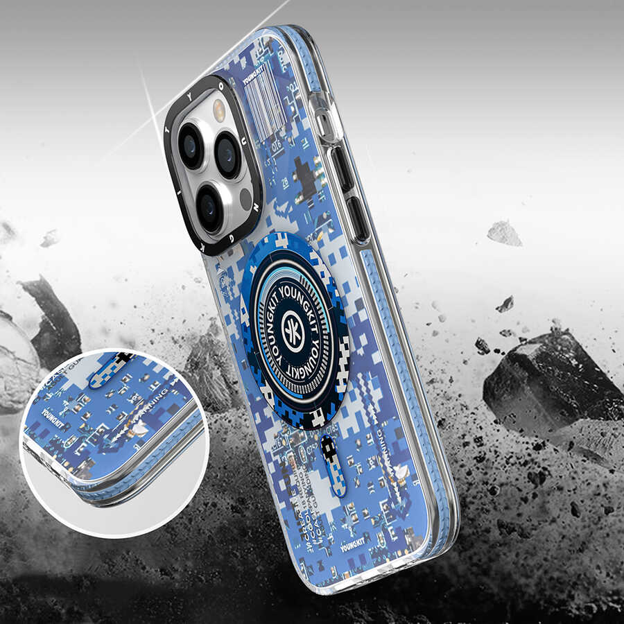 iPhone 14 Pro Max Kılıf M-safe Şarj Özellikli YoungKit Kamuflaj Serisi Kılıf
