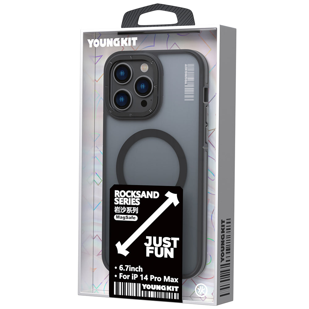 iPhone 14 Pro Max Kılıf M-safe Şarj Özellikli Youngkit Rock Sand Serisi Kılıf