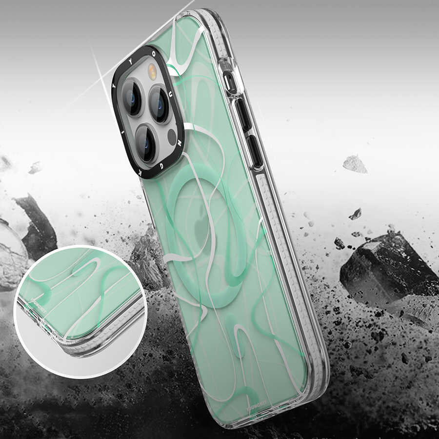 iPhone 14 Pro Max Kılıf M-safe Şarj Özellikli Youngkit Water-Ink Serisi Kılıf