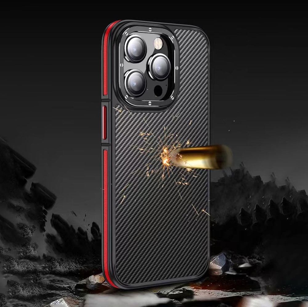 iPhone 14 Pro Max Kılıf Mat Transparan Karbon Fiber Görünümlü Wlons Marin Kılıf