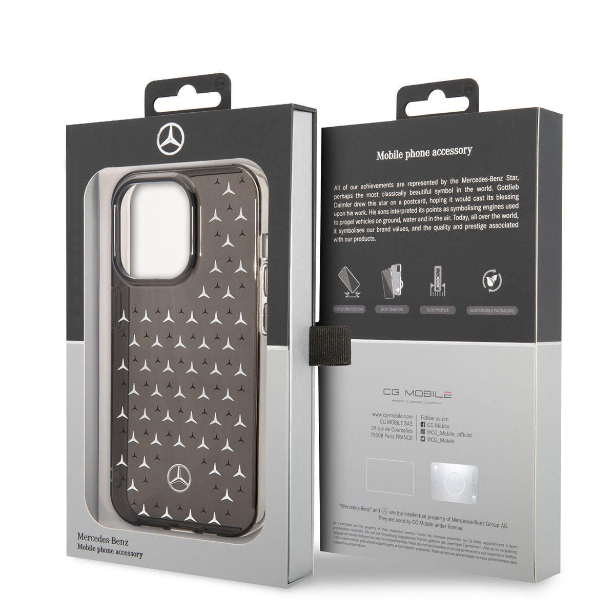 iPhone 14 Pro Max Kılıf Mercedes Benz Çift Katmanlı Yıldız Desenli Dizayn Kılıf