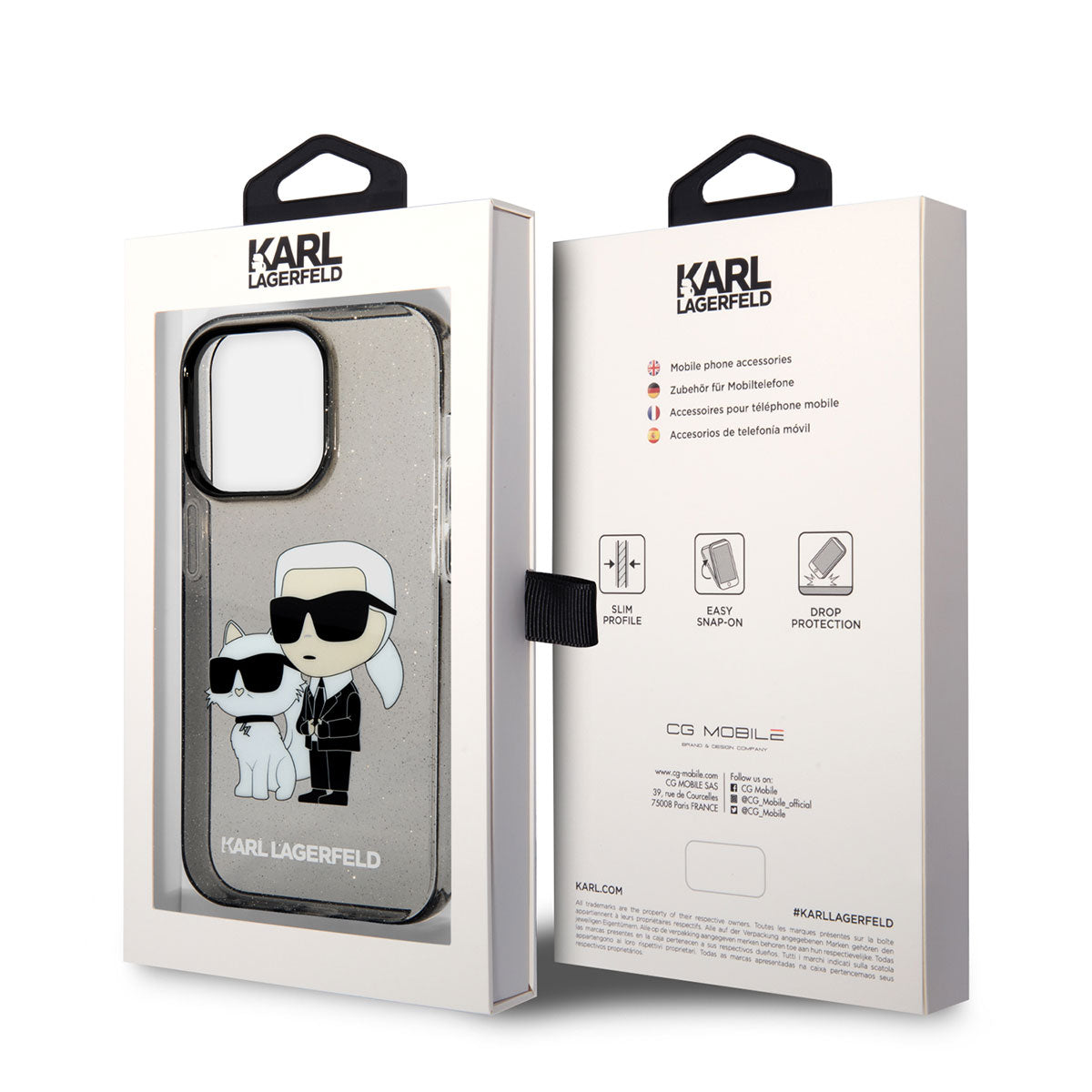 iPhone 14 Pro Max Kılıf Karl Lagerfeld Transparan Simli K&C Dizayn Kılıf