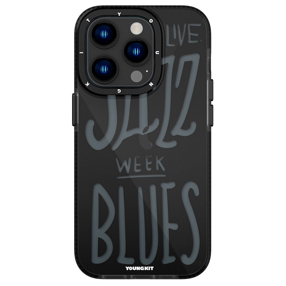 iPhone 14 Pro Max Kılıf Şeffaf Renkli Yazı Temalı Tasarım YoungKit Jazz Serisi Kılıf