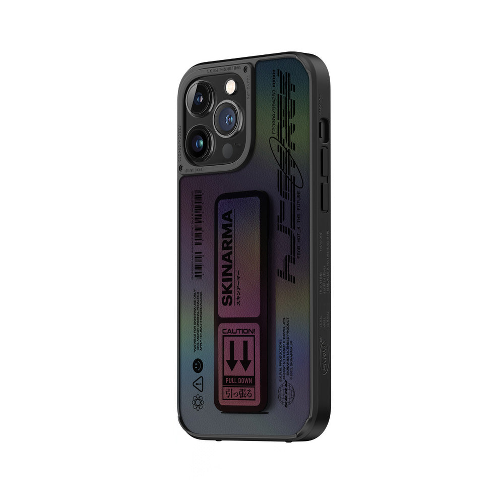 iPhone 14 Pro Max Kılıf SkinArma Holografik Tasarımlı Standlı Deri Görünümlü Kira Kobai Kılıf