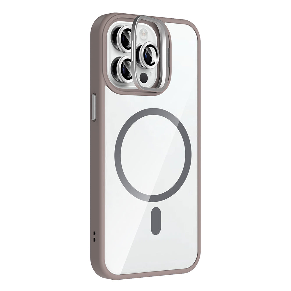 iPhone 14 Pro Max Kılıf Standlı ve Kamera Lens Hediyeli M-Safe Şarj Özellikli Zore Etro Kılıf