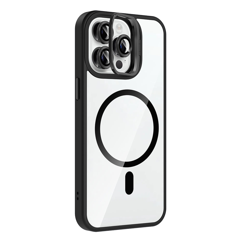 iPhone 14 Pro Max Kılıf Standlı ve Kamera Lens Hediyeli M-Safe Şarj Özellikli Zore Etro Kılıf