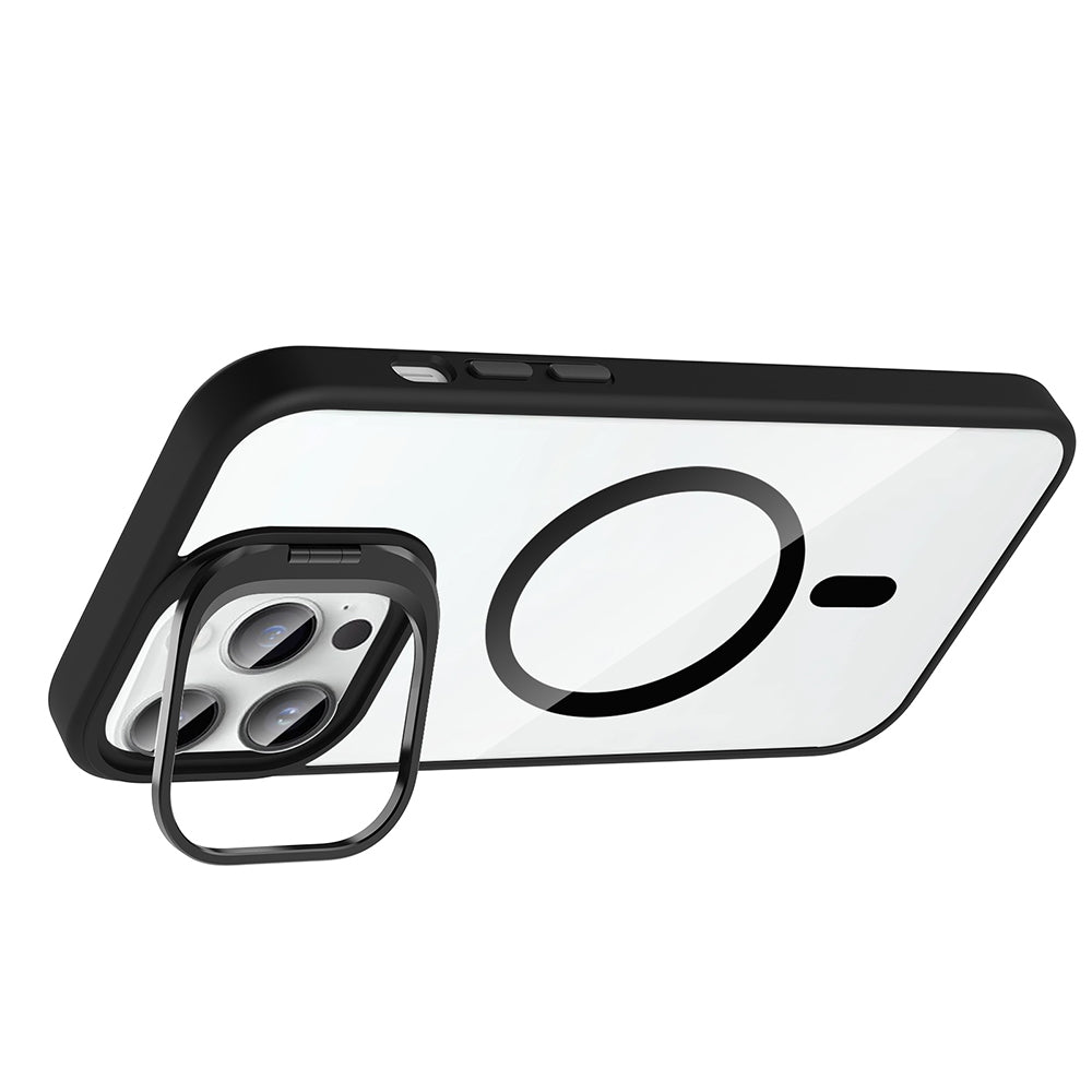 iPhone 14 Pro Max Kılıf Standlı ve Kamera Lens Hediyeli M-Safe Şarj Özellikli Zore Etro Kılıf