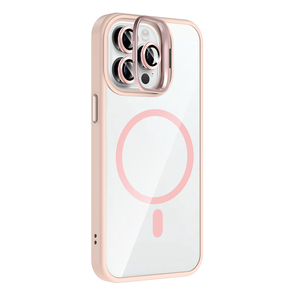 iPhone 14 Pro Max Kılıf Standlı ve Kamera Lens Hediyeli M-Safe Şarj Özellikli Zore Etro Kılıf