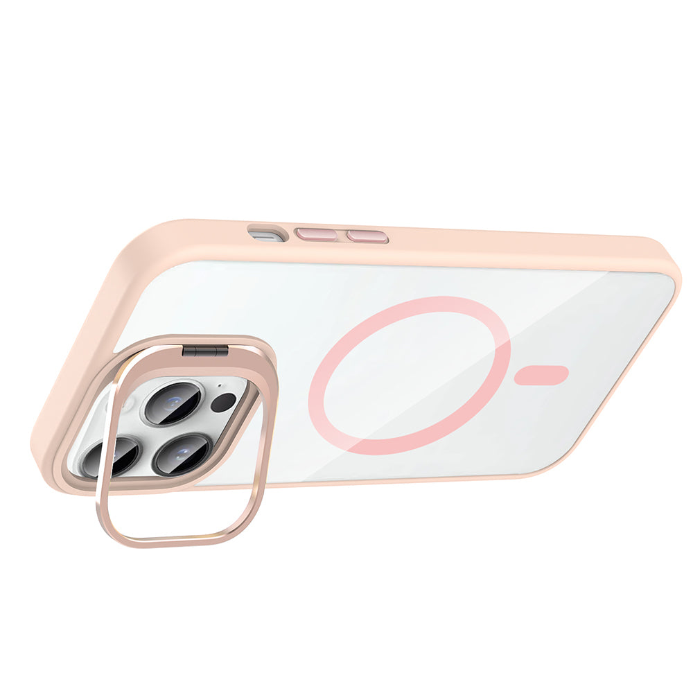 iPhone 14 Pro Max Kılıf Standlı ve Kamera Lens Hediyeli M-Safe Şarj Özellikli Zore Etro Kılıf