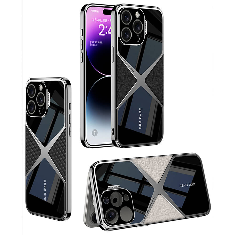 iPhone 14 Pro Max Kılıf Ultra İnce Kamera Korumalı PC + Deri Arka Yüzey Zore X-Pro Kılıf