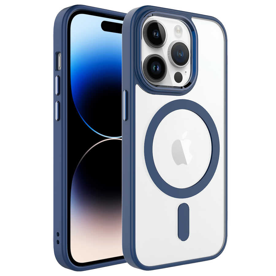 iPhone 14 Pro Max Kılıf Wireless Şarj Özellikli Zore Krom M-safe Silikon Kılıf