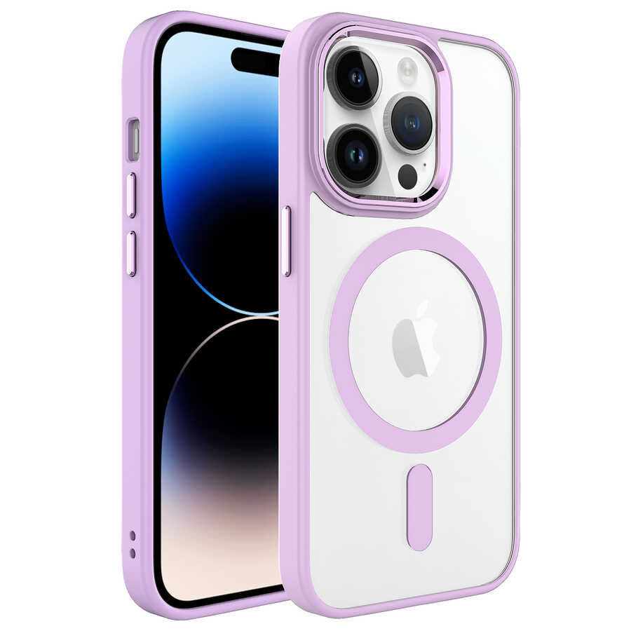 iPhone 14 Pro Max Kılıf Wireless Şarj Özellikli Zore Krom M-safe Silikon Kılıf