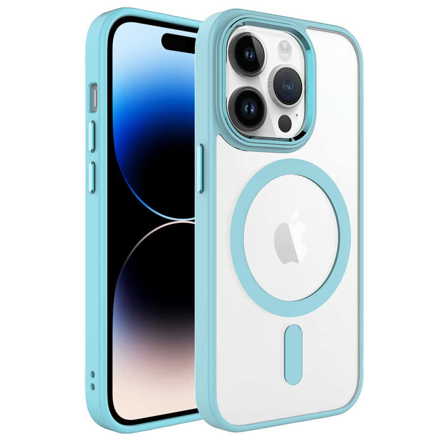 iPhone 14 Pro Max Kılıf Wireless Şarj Özellikli Zore Krom M-safe Silikon Kılıf