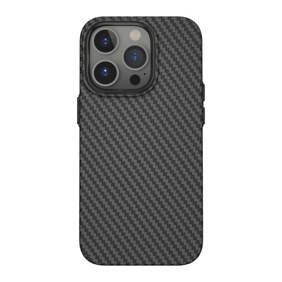iPhone 14 Pro Max Kılıf Wiwu Karbon Fiber Görünümlü M-safe Wireless Şarj Özellikli Kabon Kılıf
