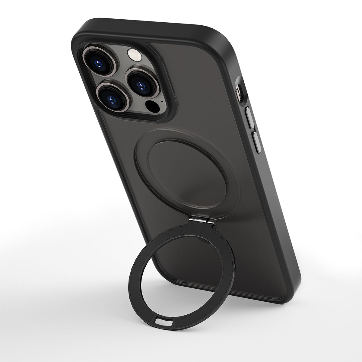 iPhone 14 Pro Max Kılıf Wiwu ZMM-010 M-safe Şarj Özellikli Parmak İzi Bırakmayan Mat Transparan Standlı Kılıf