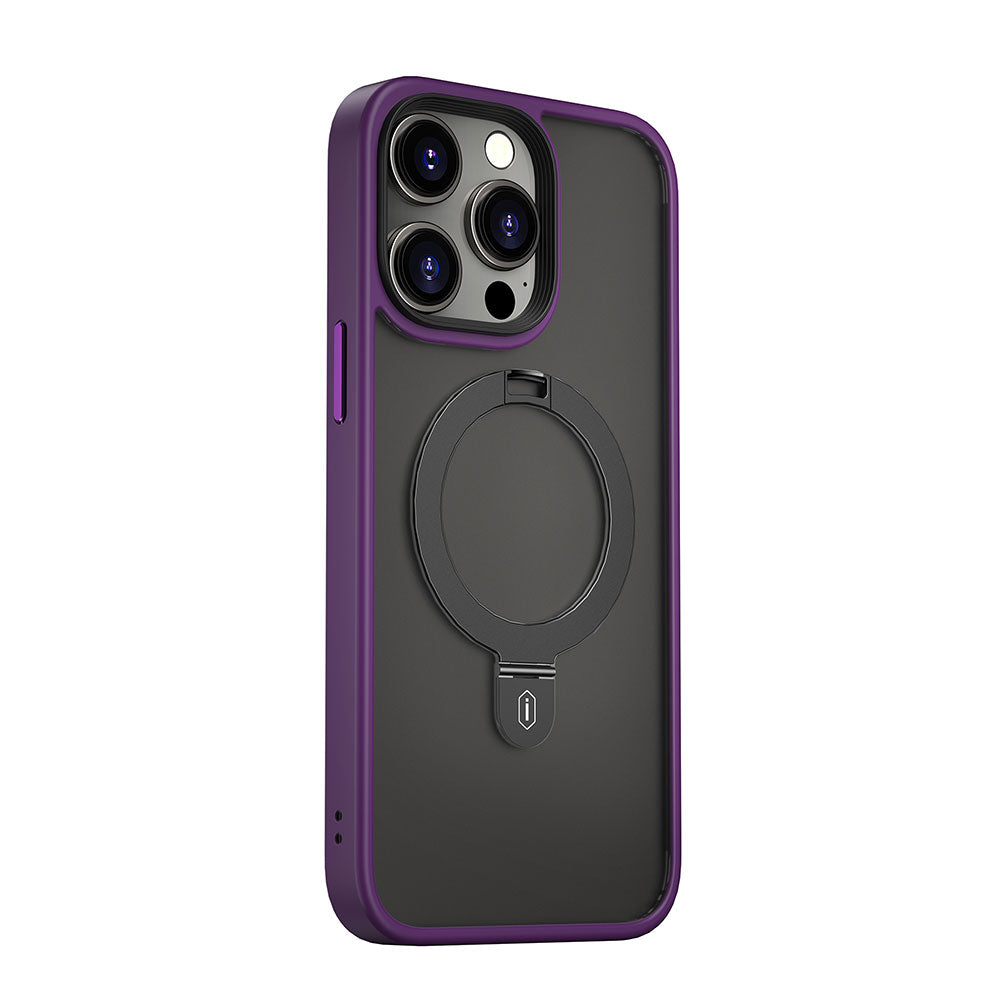 iPhone 14 Pro Max Kılıf Wiwu ZMM-010 M-safe Şarj Özellikli Parmak İzi Bırakmayan Mat Transparan Standlı Kılıf