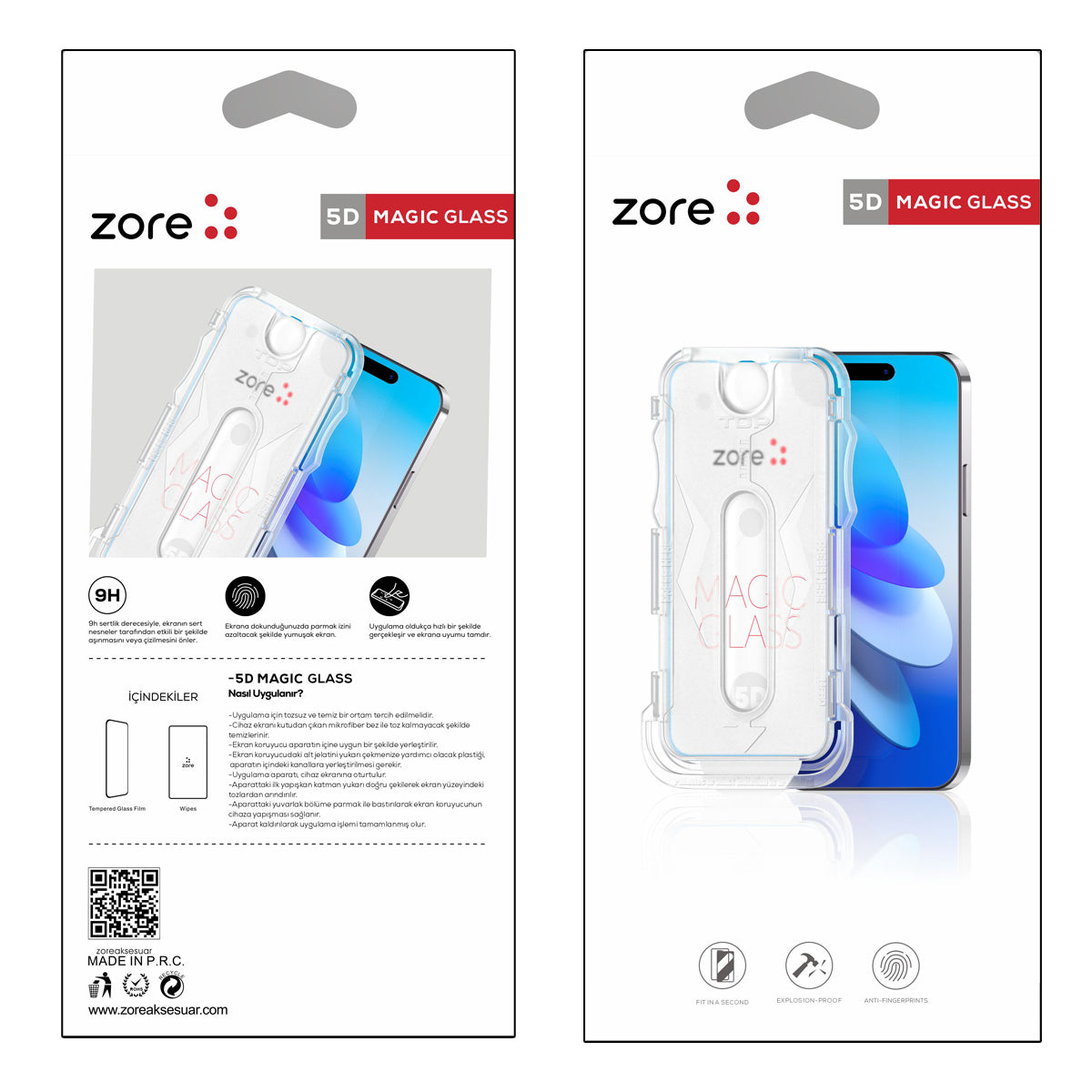 iPhone 14 Pro Max Zore Kolay Uygulama Aparatlı 5D Magic Glass Cam Ekran Koruyucu