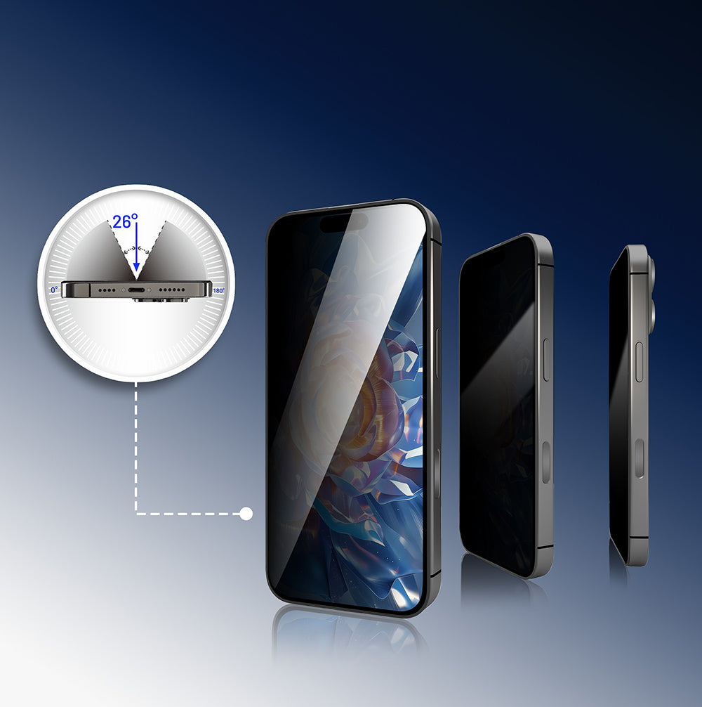 iPhone 14 Pro Mohseven Safir Coating Privacy Hayalet Temperli Cam Ekran Koruyucu