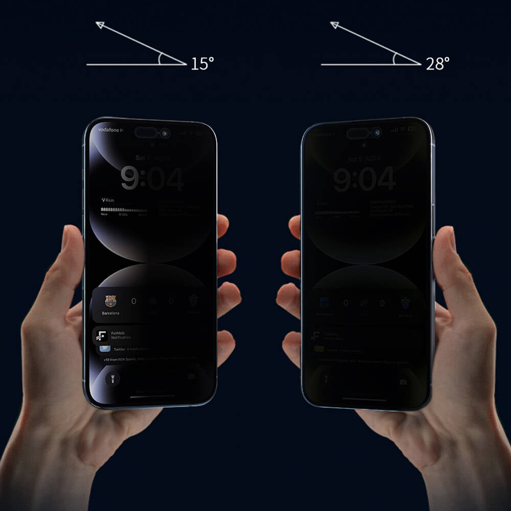 iPhone 14 Pro Wiwu Wi-SQ009 Easy Install iPrivacy 360° Anti-Peep Oleofobik Temperli Cam Ekran Koruyucu + Kolay Uygulama Aparatlı