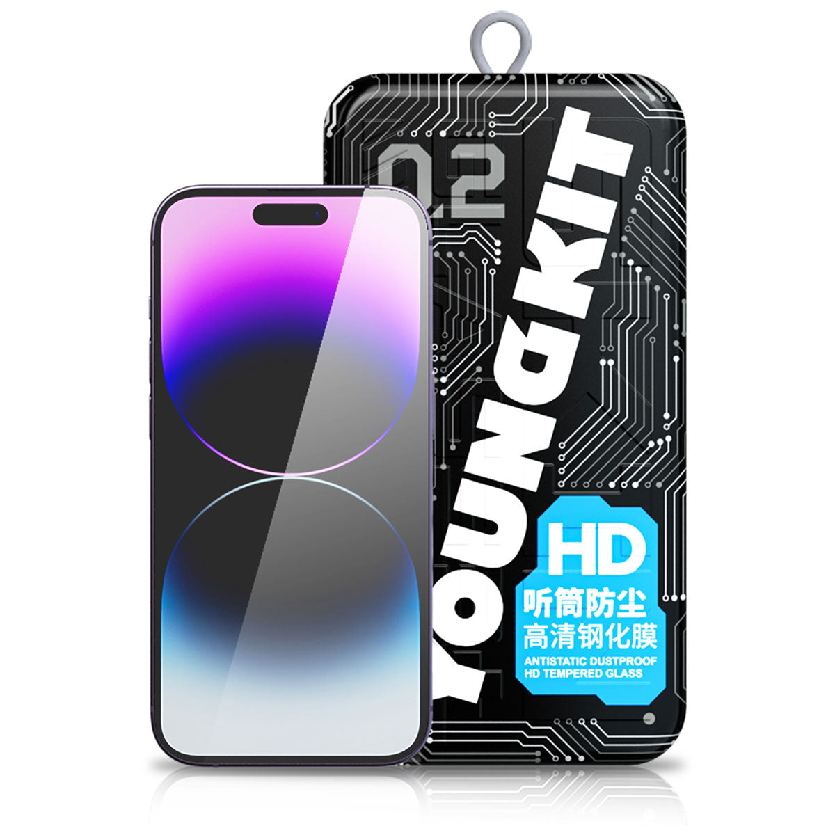 iPhone 14 Pro Youngkit Antistatik Ve Antidust Kolay Uygulama Aparatlı Cam Ekran Koruyucu