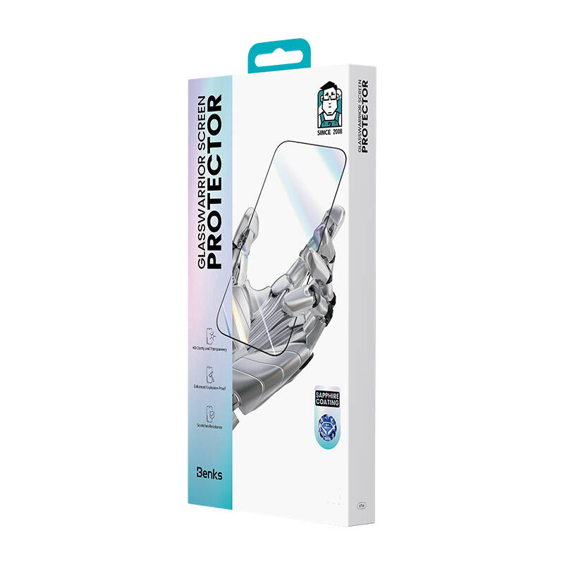 iPhone 15 Benks Glass Warrior Safir Coating 0.3mm Cam Ekran Koruyucu + Kolay Uygulama Aparatı