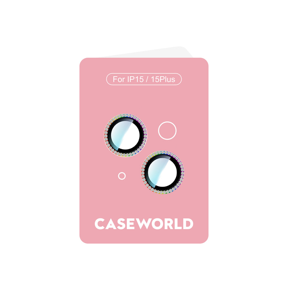 iPhone 15 CaseWorld Alloy Sparkling Diamond Serisi Taşlı Lens Koruyucu