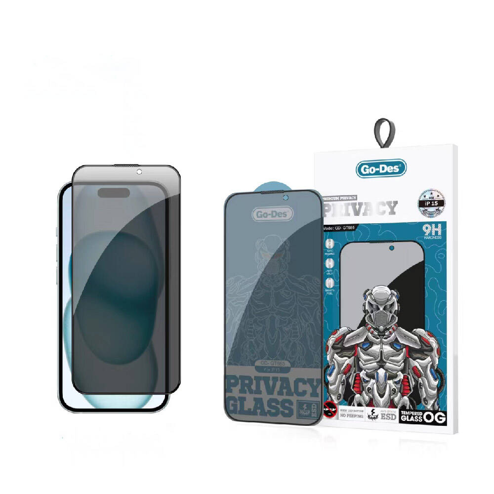 iPhone 15 Go Des 9D Full Cover Privacy Temperli Cam Ekran Koruyucu