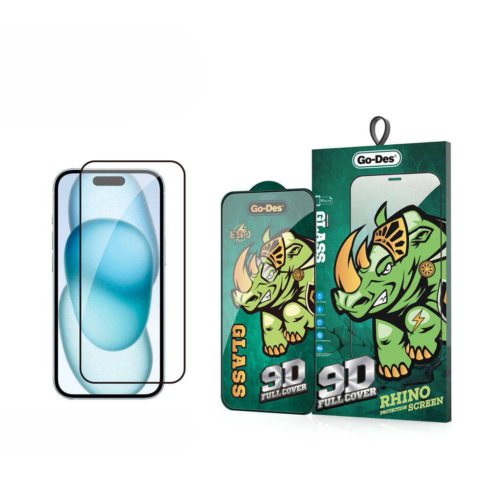 iPhone 15 Go Des 9D Full Cover Temperli Cam Ekran Koruyucu