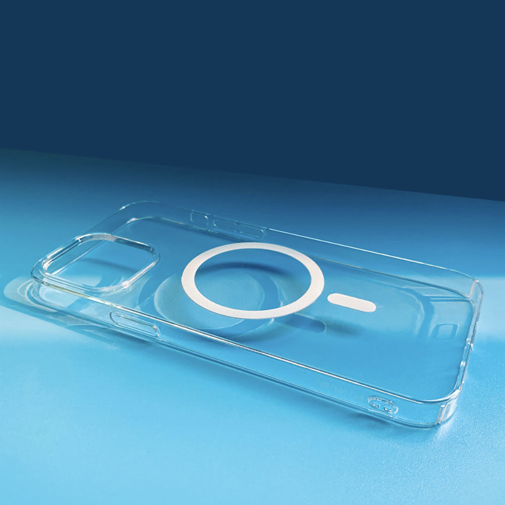 iPhone 15 Kamera Korumalı M-Safe Şarj Özellikli Şeffaf Zore London Sert PC Kılıf