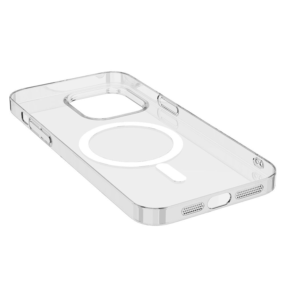 iPhone 15 Kamera Korumalı M-Safe Şarj Özellikli Şeffaf Zore London Sert PC Kılıf